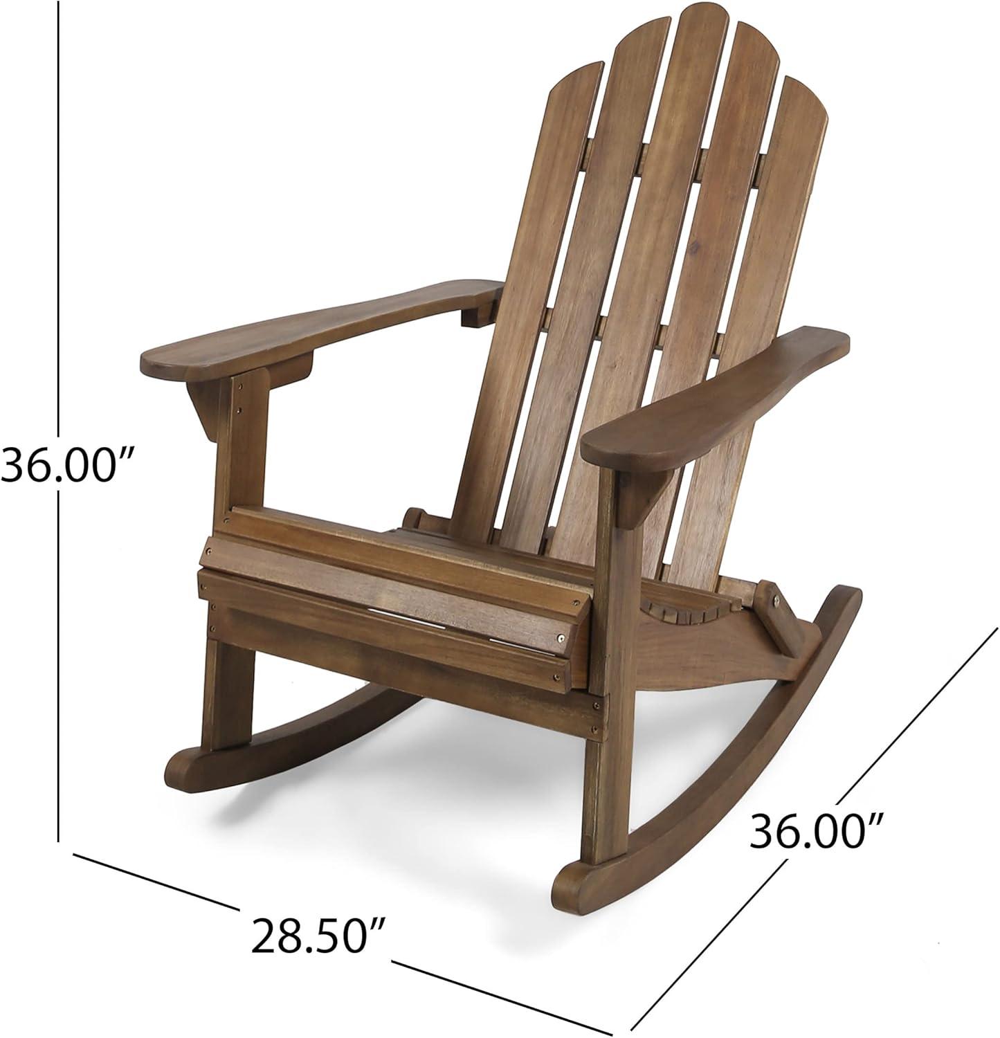 Cara Dark Brown Acacia Wood Adirondack Rocking Chair