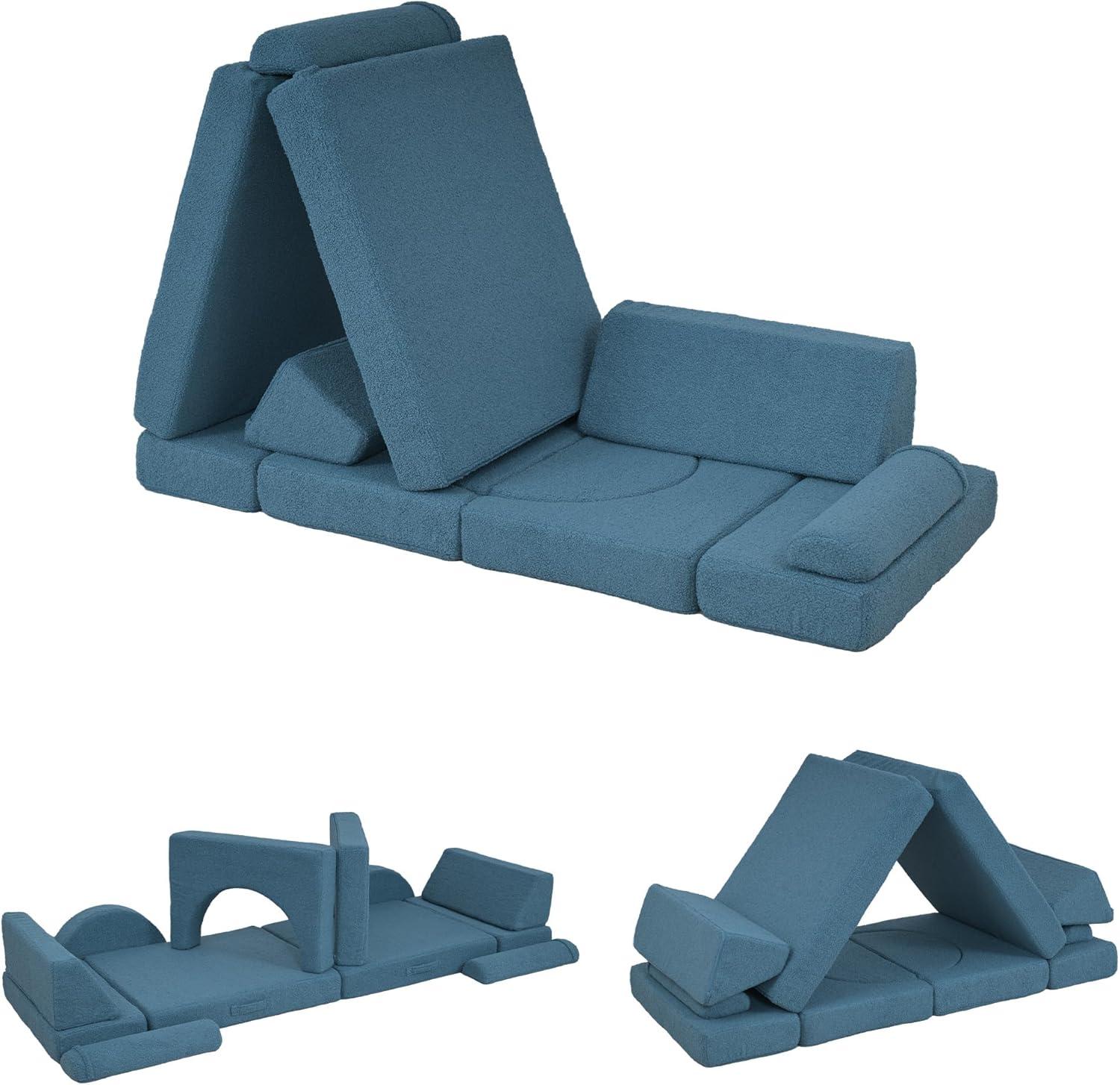 Qaba 12 Pieces Foam Climbing Blocks, Climbing Toys for Toddlers, Indoor Climb and Crawl Activity Playset for Boys and Girls, Blue