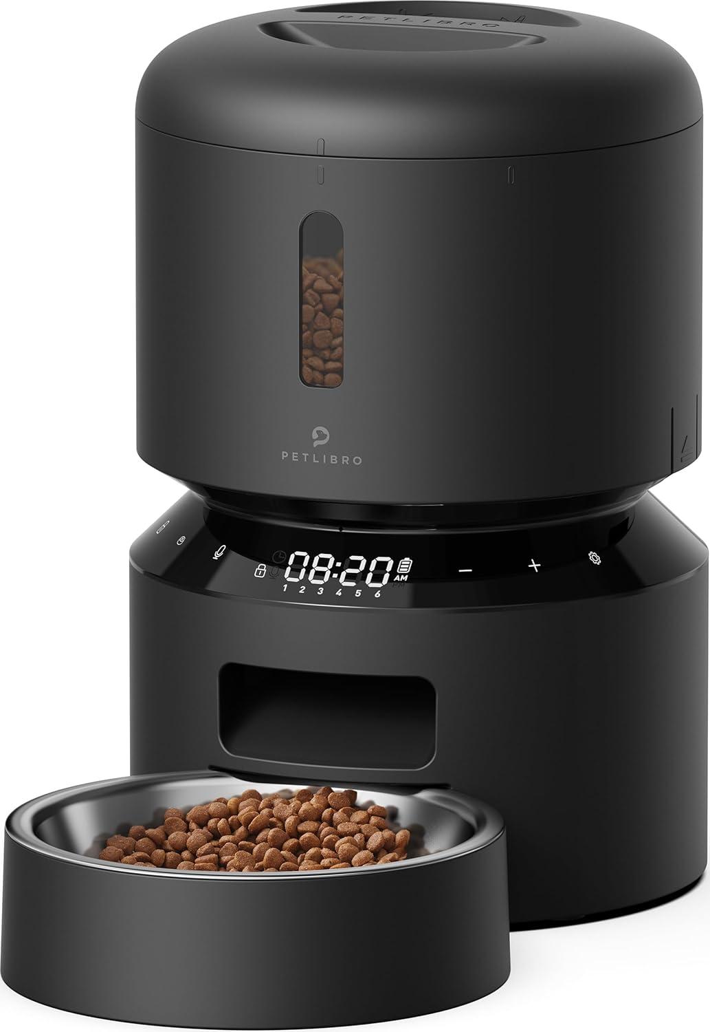 Black Automatic Pet Feeder with LED Display and Timer