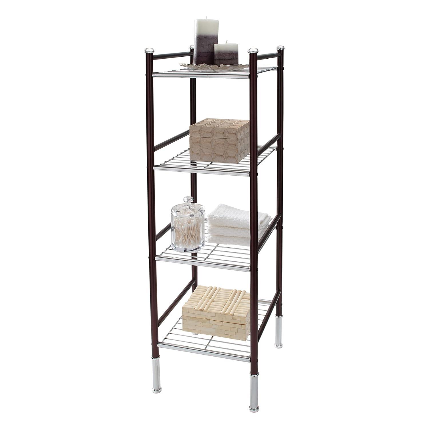 4 Tier Duplex Line Storage Tower Black - Organize It All: Metal Frame, Universal Shelving Unit, Easy to Assemble