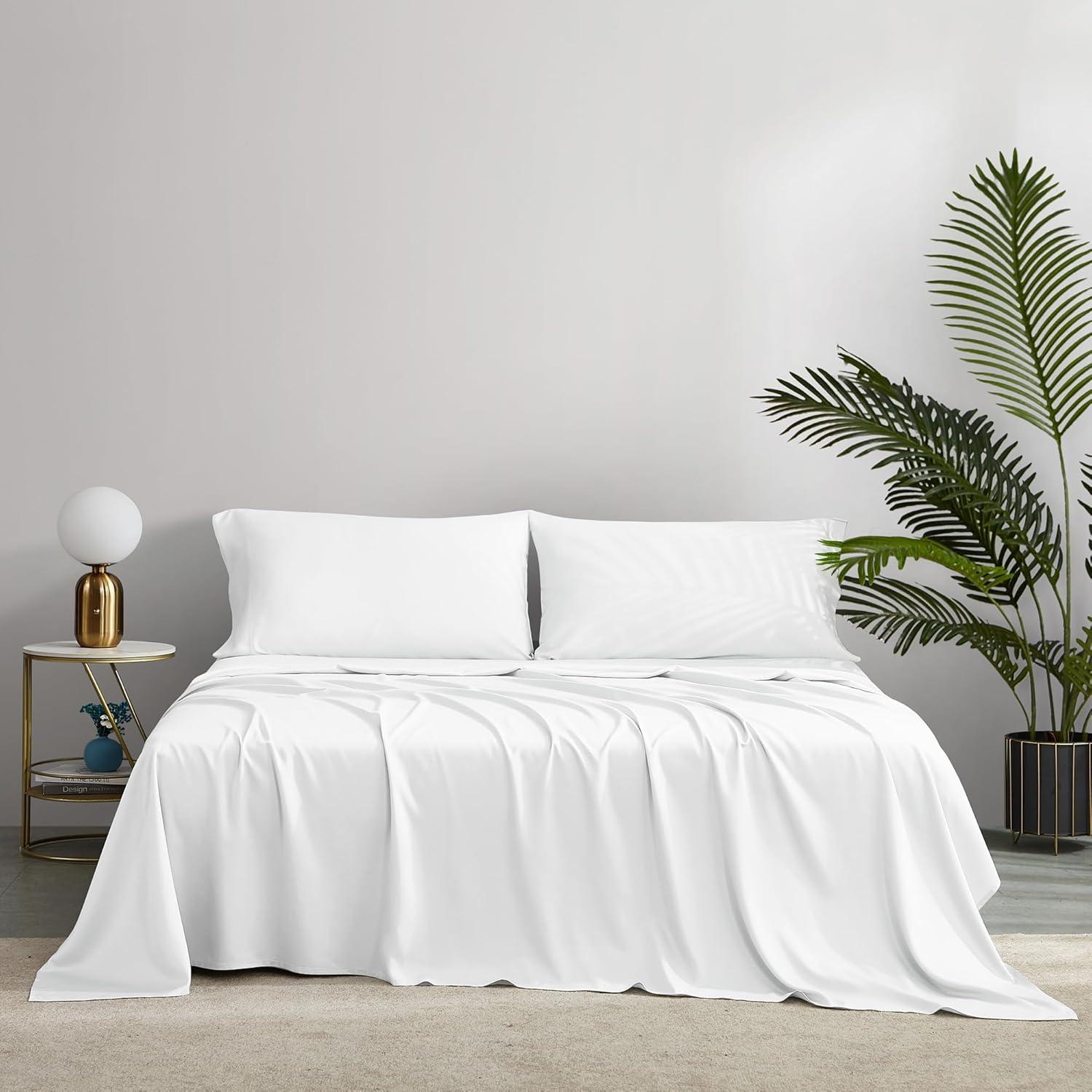 White Bamboo Deep Pocket King Sheet Set