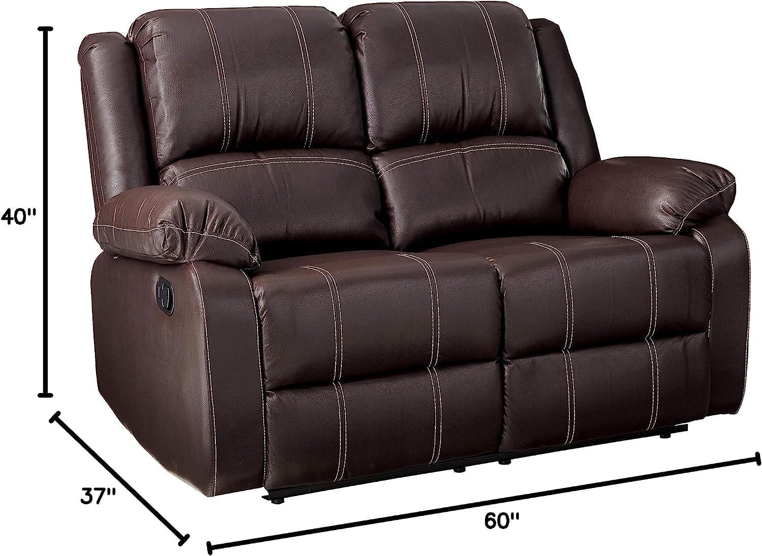 ACME Zuriel Motion Loveseat, Brown Synthetic Leather