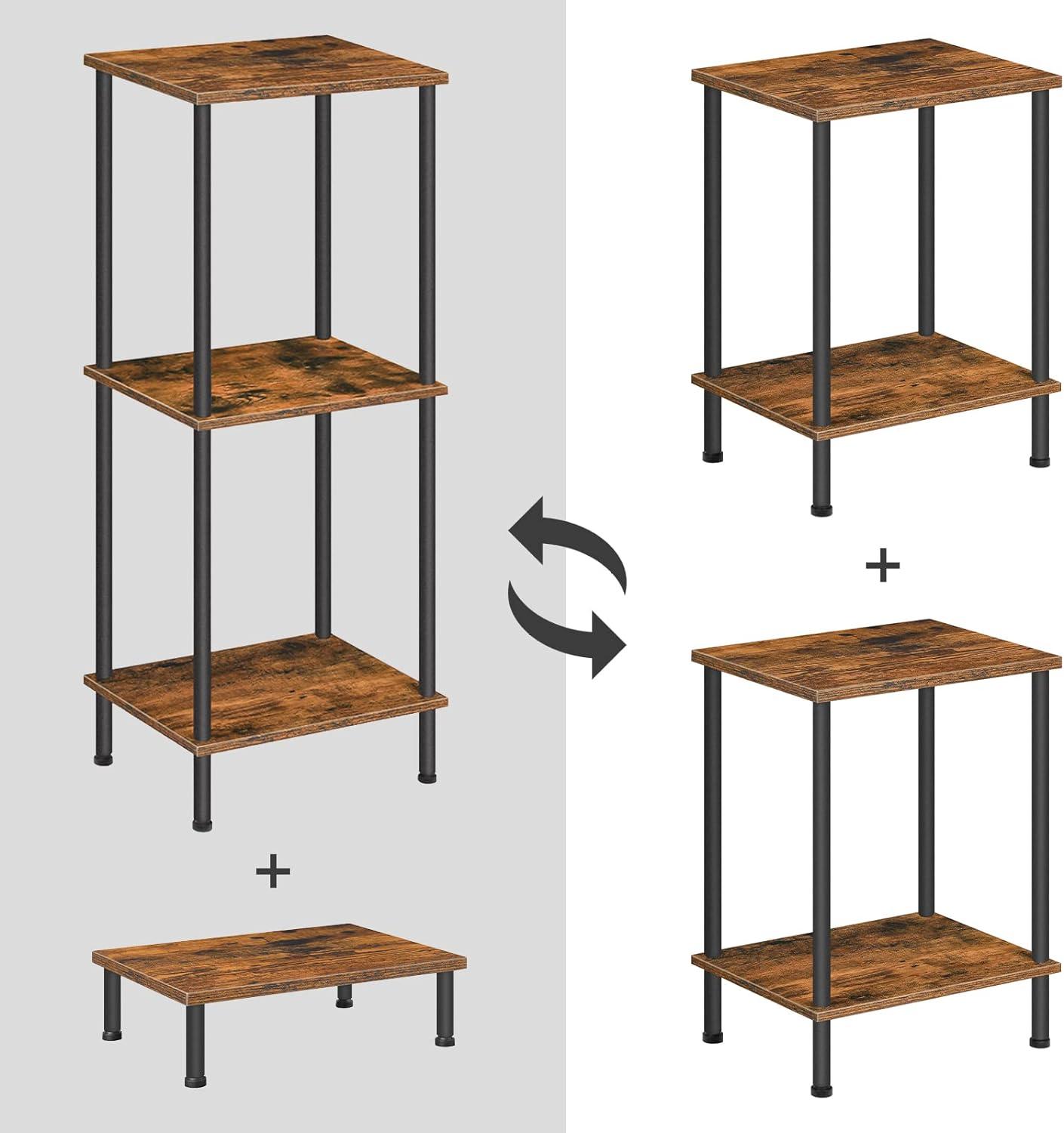 HOOBRO End Tables Set of 2, Small Side Table, Nightstand with 2-Layer Storage Shelves, Sofa Table for Small Spaces, Living Room, Bedroom, Stable Frame, Easy Assembly, Rustic Brown BF09BZP201