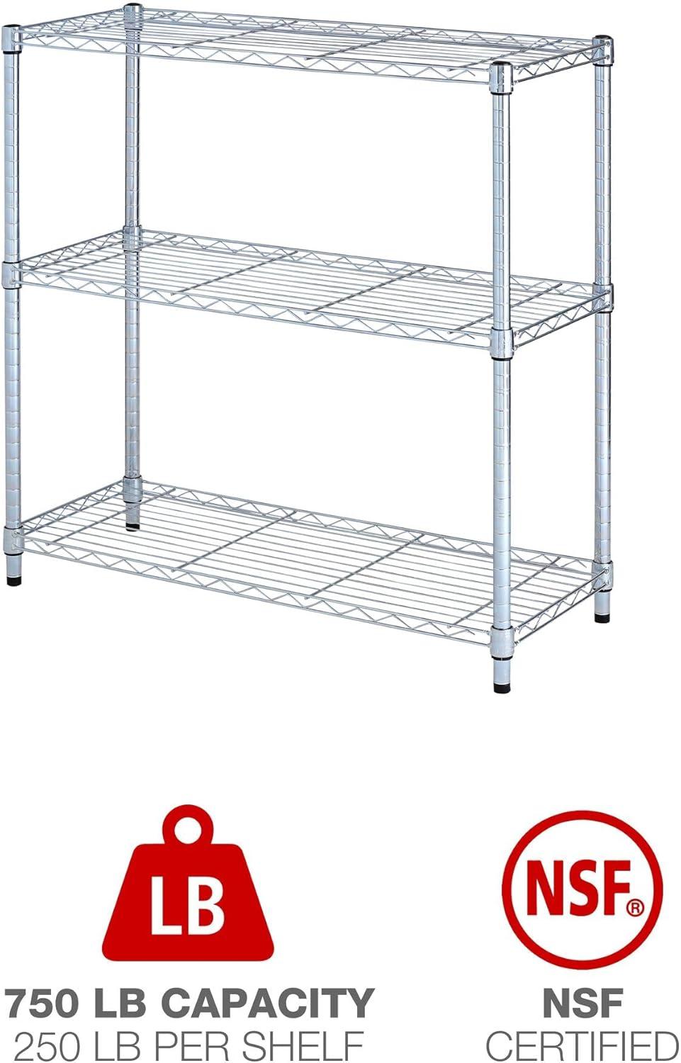 Alera ALESW833614SR 36 in. W x 14 in. D x 36 in. H Three-Shelf Residential Wire Shelving - Silver