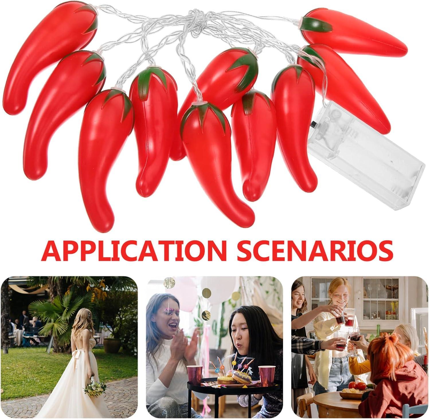 HOMEMAXS Chili Lights String Battery-operated 5.4ft 10 LEDs Warm White Pepper Lights Decorations for Patio Fence Deck Balcony Camping