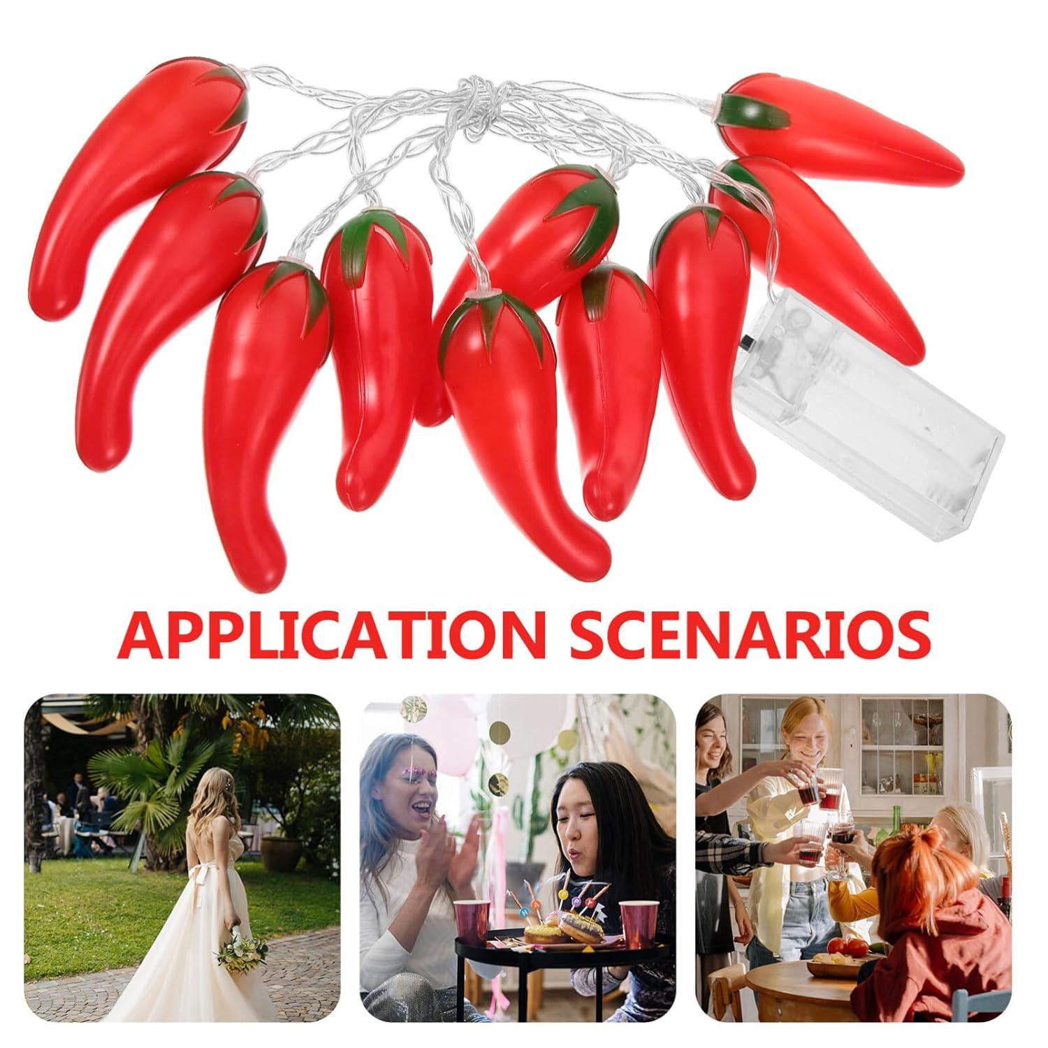 HOMEMAXS Chili Lights String Battery-operated 5.4ft 10 LEDs Warm White Pepper Lights Decorations for Patio Fence Deck Balcony Camping