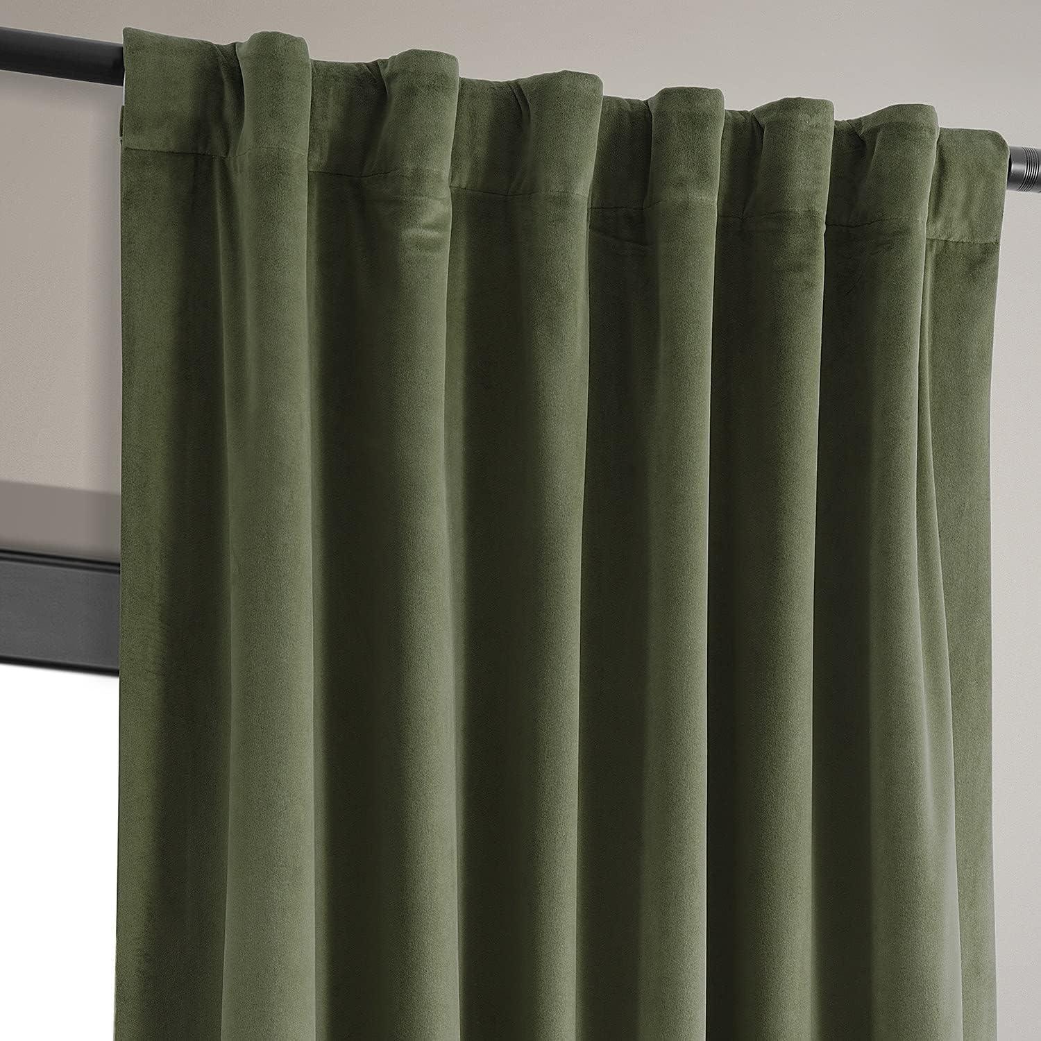 Hunter Green Velvet Blackout Thermal Curtain 50"W x 84"L