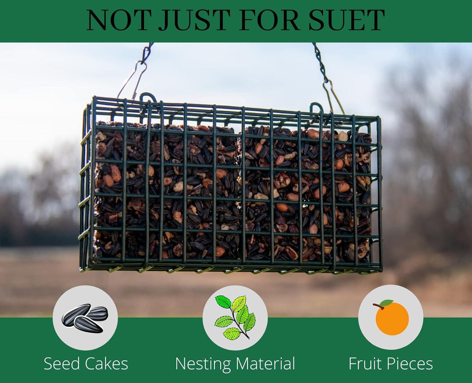 JCs Wildlife Double Suet Bird Feeder Cage - Great for Suet Cakes, Seed Cakes, Fruit and Nesting Material - Holds 2 Suet or Seed Cakes - Woodpecker