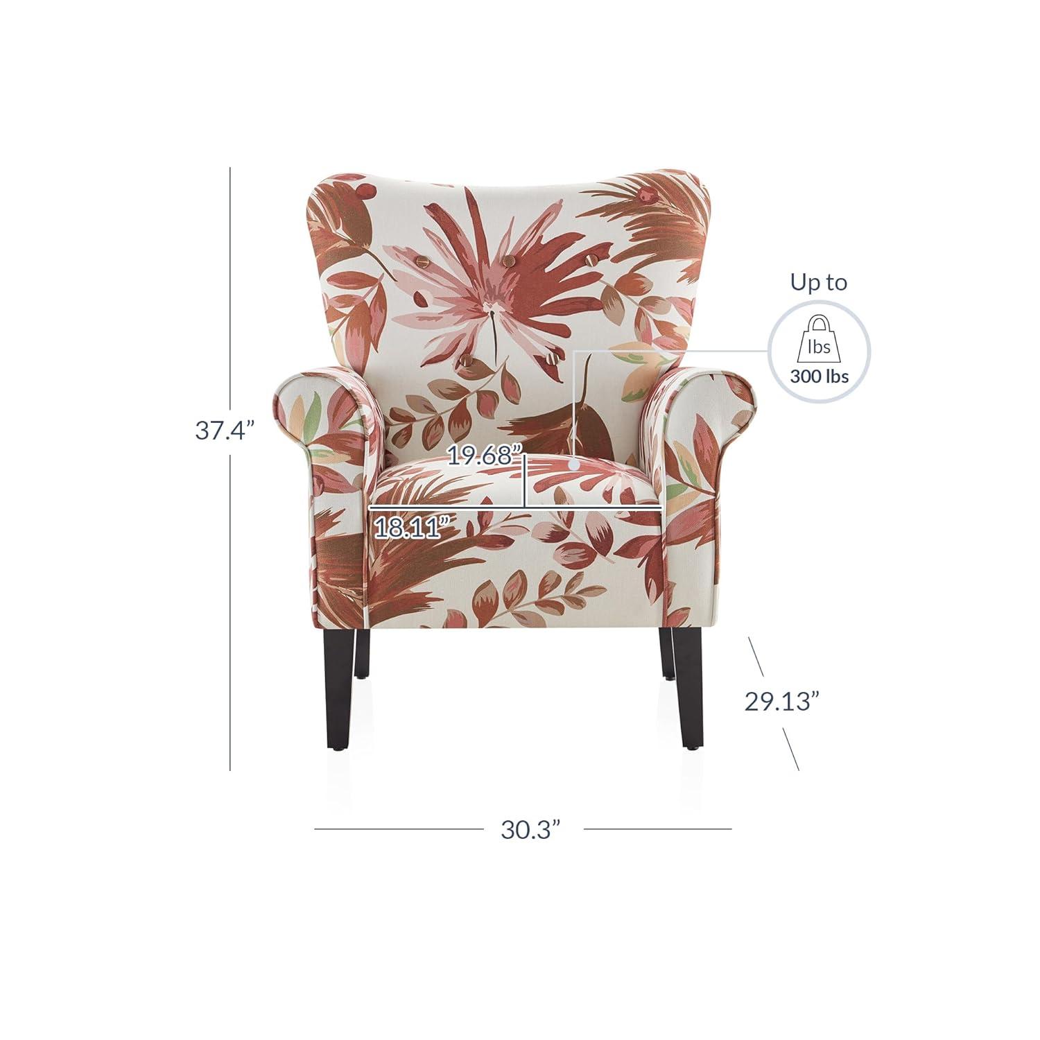 BELLEZE Accent Chair Armchair for Living Room - Allston (Red Floral)