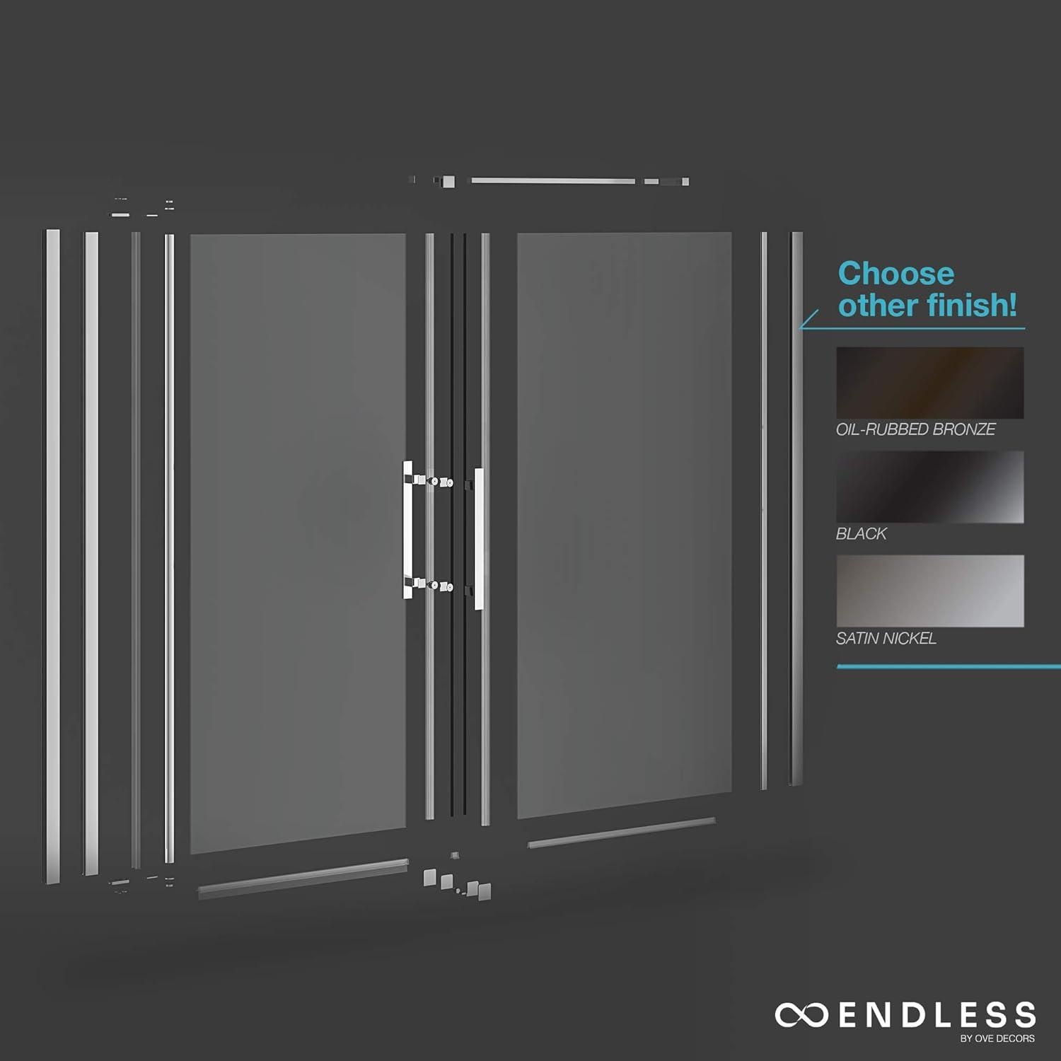 Endless Pasadena 41" W x 72" H Alcove Frameless Shower Kit, Door, Panel