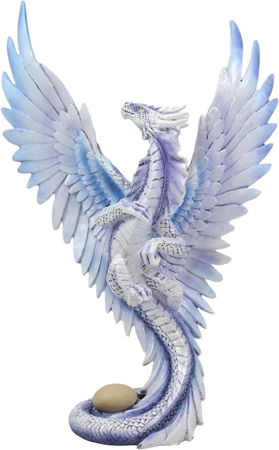 Blue and White Polished Resin Dragon Figurine, 12"