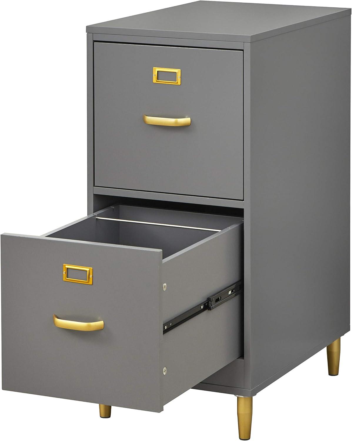 Buylateral 2 Drawer Dixie Filing Cabinet Blush Pink: Modern Vertical Storage, MDF Construction, 33"H x 15"W