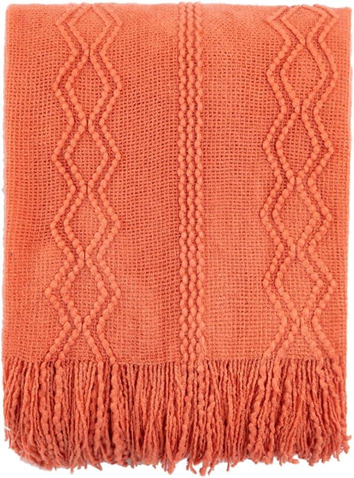 Battilo Home Throw Blanket for Couch, Textured Soft Throw Blankets, Decorative Knitted Blanket for Home Living Room Decor, 50"x60"