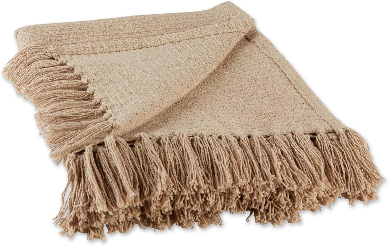 DII Vintage Linen Solid Ribbed Throw 50x60 with 2.5 inch fringe