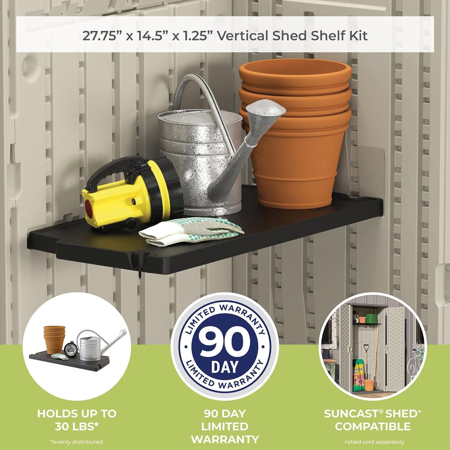 Suncast Suncast Vertical Shed 27.75 in. W x 14.5 in. D Shelf Kit in Black
