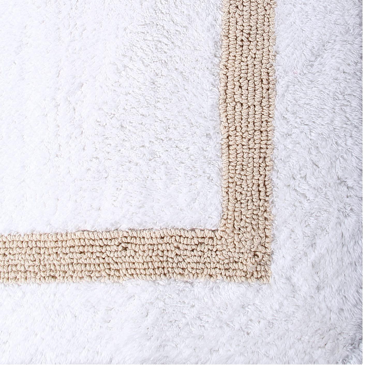 Better Trends Hotel 100% Cotton Tufted Two Tone Reversible Bath Rug 17" x 24" Rectangle - White/Sand
