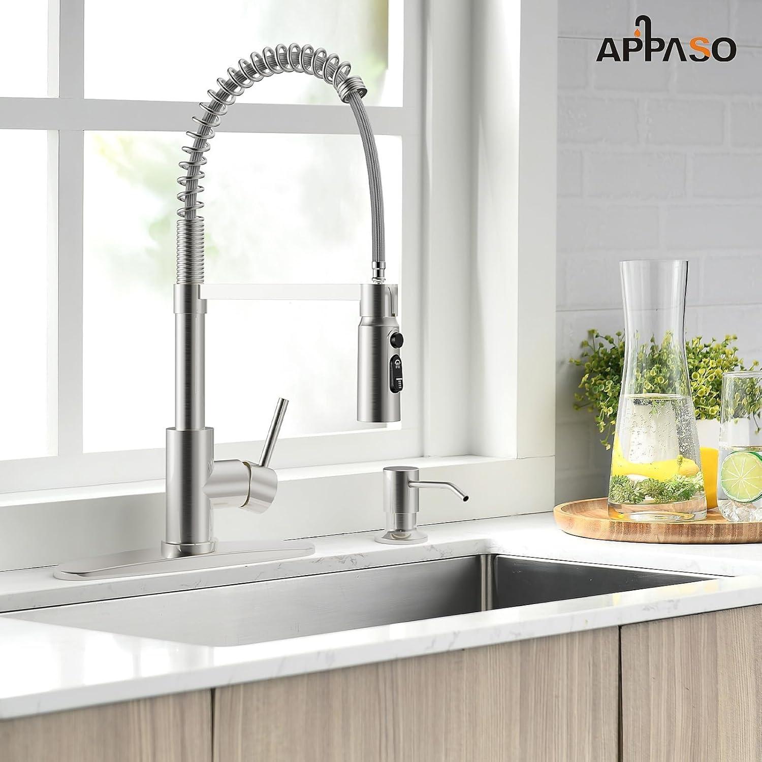 APPASO Pull Down Kitchen Faucet with Soap Dispenser