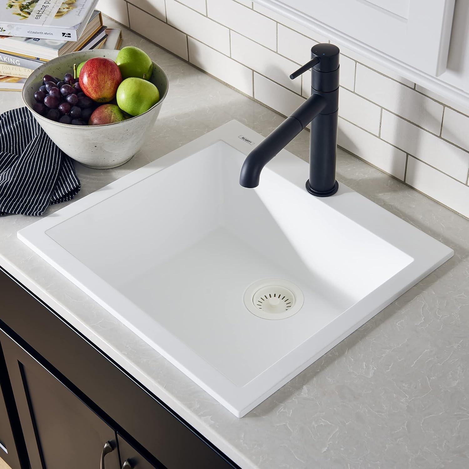 Ruvati Ruvati epiGranite Drop-in Topmount Granite Composite Kitchen Sink RVG1022WH