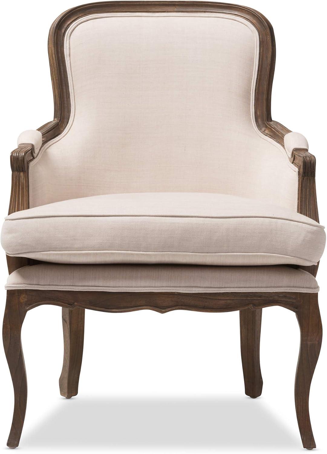 Napoleon Traditional French Accent Chair Ash - Baxton Studio: Cedar Frame, No Assembly, Polyester Upholstery