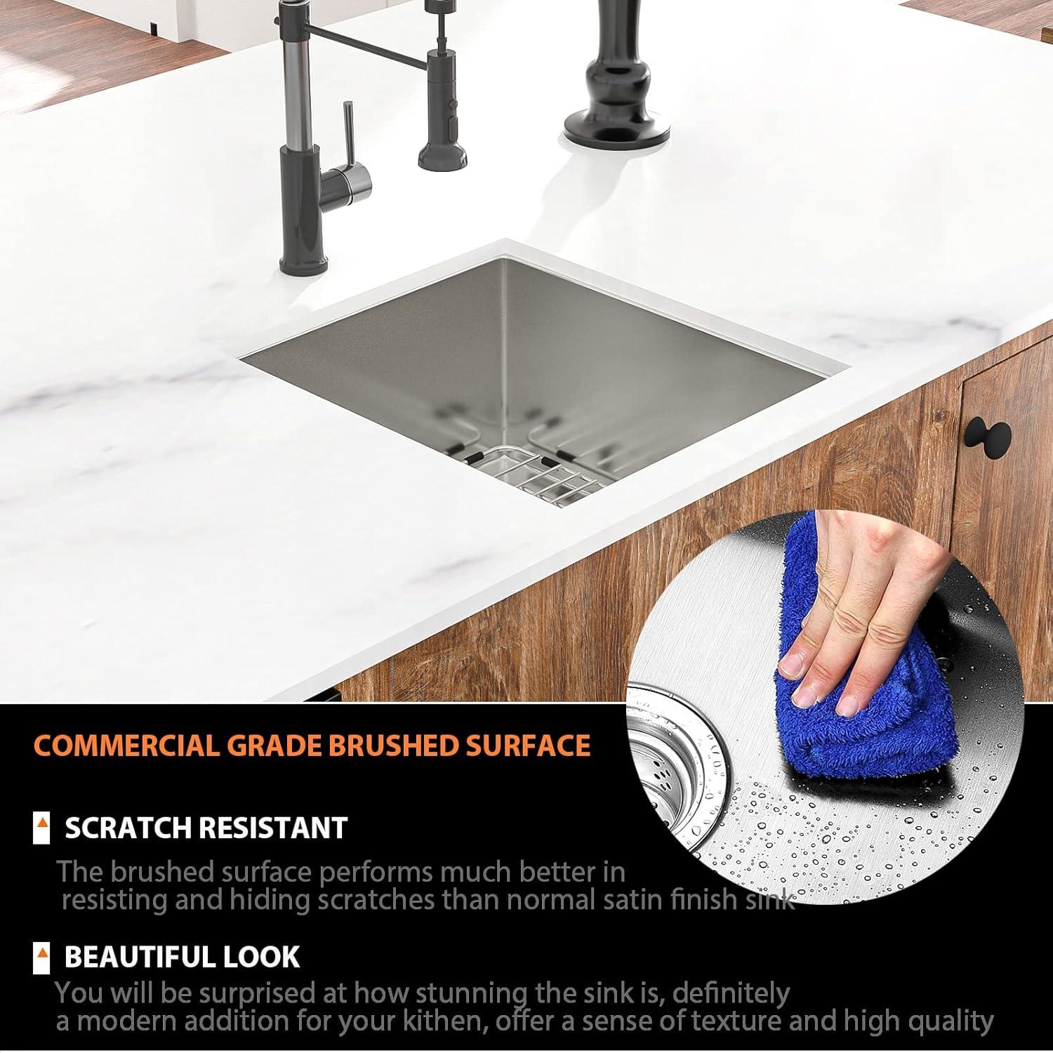 Lordear Undermount Kitchen Sinks 23 inch Small Undermount Bar Sink,16-Gauge Stainless Steel Single Bowl Bar Prep Kitchen Sink One Basin 23x18x10 Inch Handmade