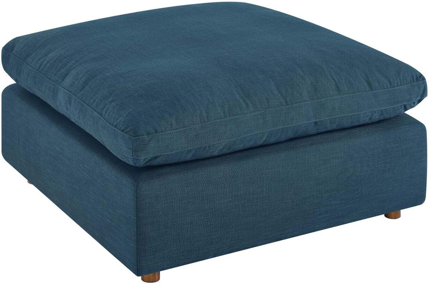 Commix Azure Overstuffed Down-Filled Ottoman