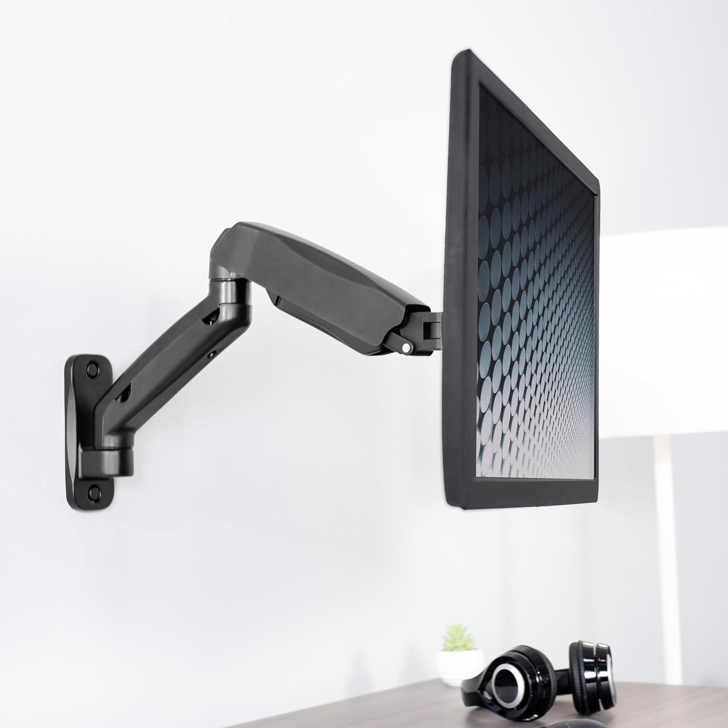 Black Steel Full-Motion Wall Mount Monitor Arm