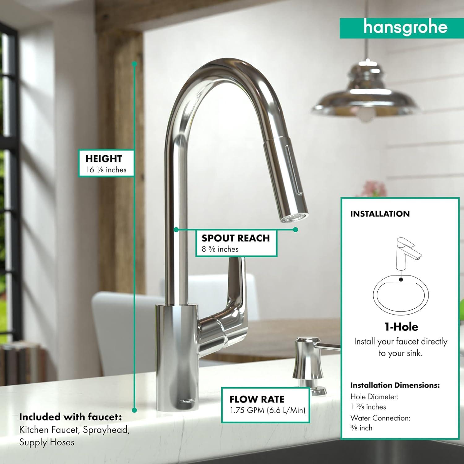 Brushed Gold Stainless Steel Pull-Down Kitchen Faucet