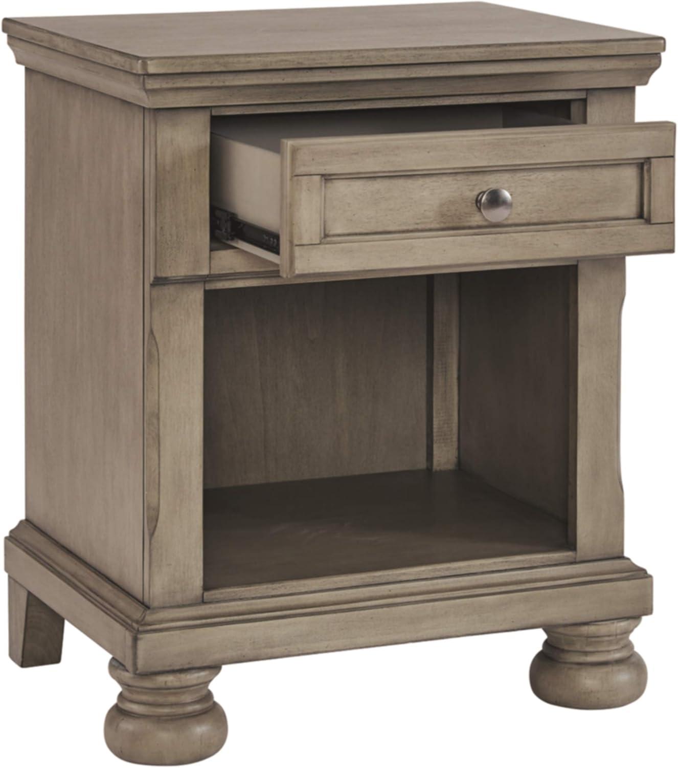 Lettner Traditional Light Gray 1-Drawer Nightstand with Bun Feet