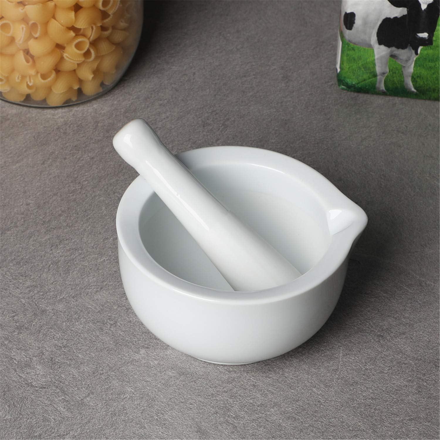 Porcelain Mortar and Pestle, Ceramic Herb Grinder Pill Crusher Set (4.2-inch)