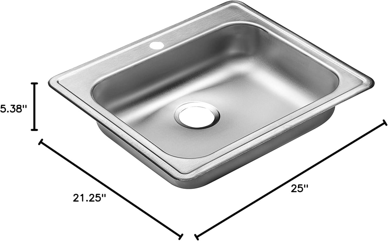 21.25'' L Drop-In Single Bowl Stainless Steel Kitchen Sink