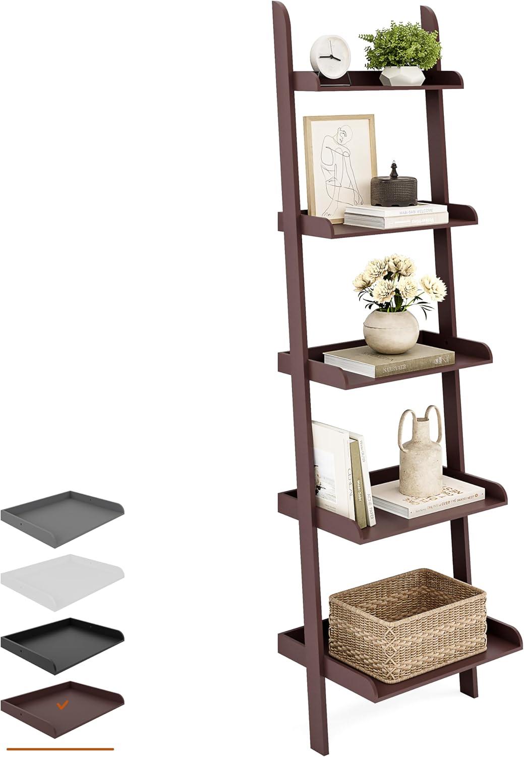 Ballucci Lado 5-Tier 67" H x 18" W Wood Leaning Ladder Bookcase