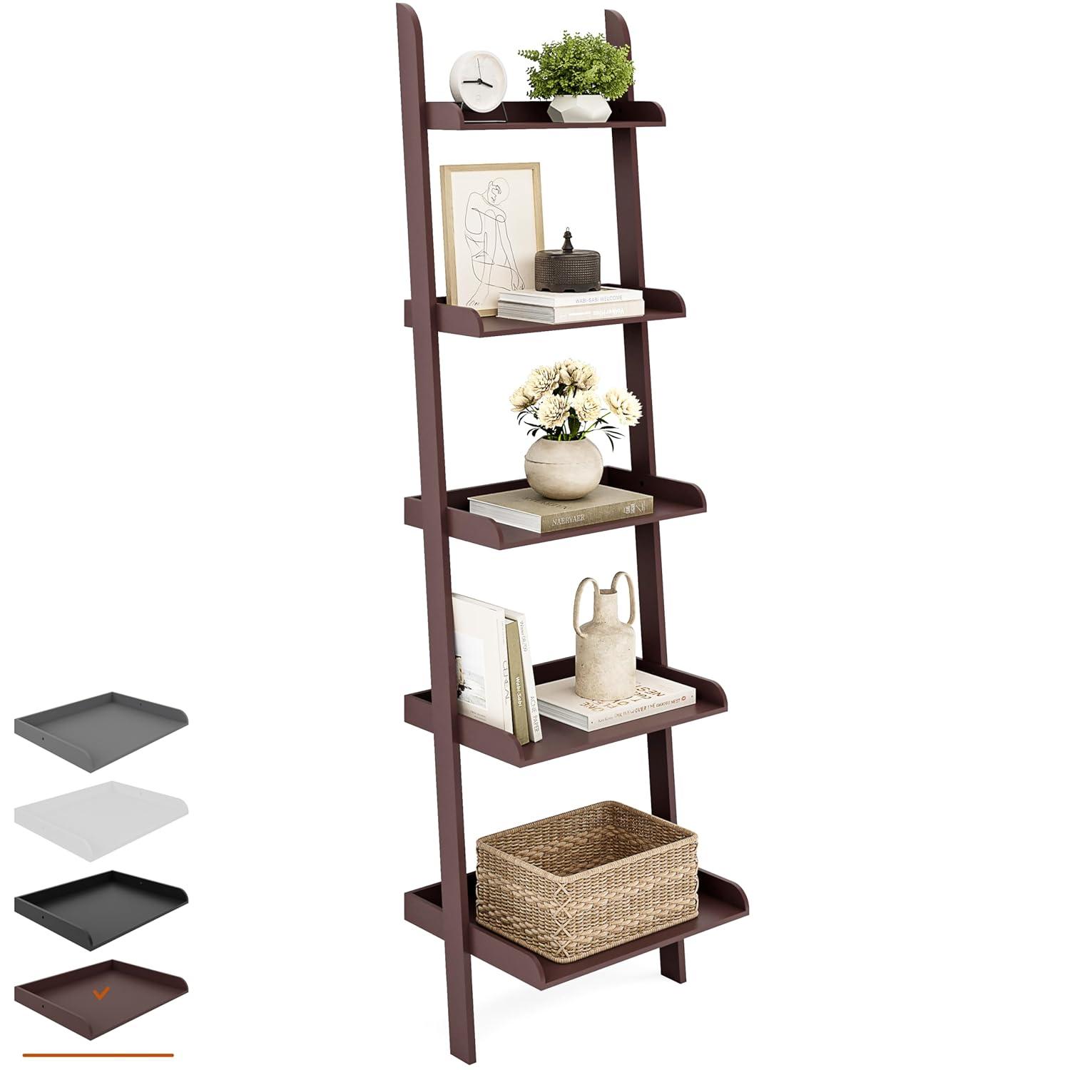 Ballucci Lado 5-Tier 67" H x 18" W Wood Leaning Ladder Bookcase