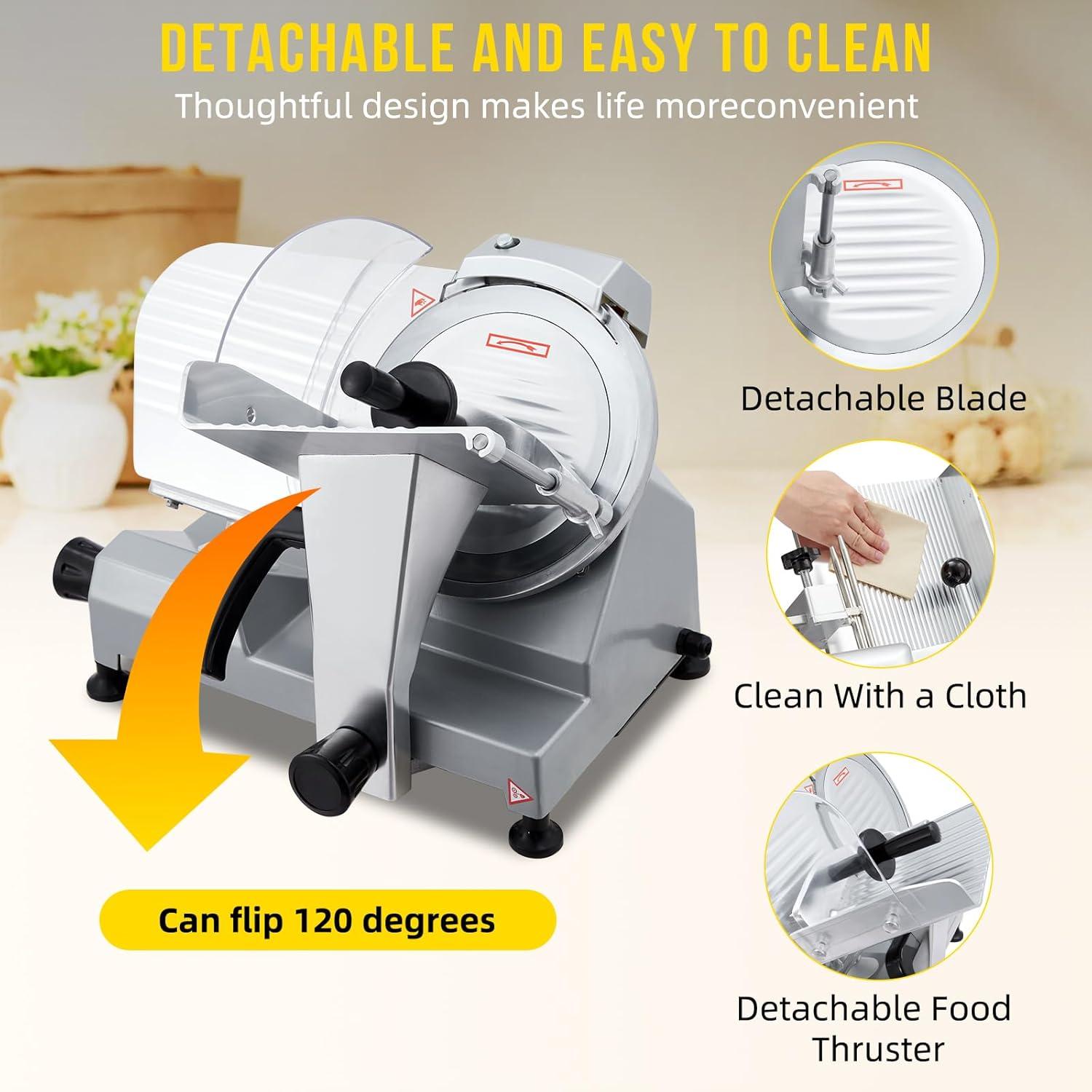 Commercial 10" Electric Meat Slicer Blade Food Slicer Cutter 240W With Child Lock Protection