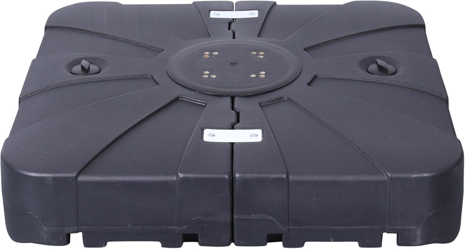Flash Furniture Hank Heavy Duty Weather-Resistant Universal Offset Umbrella Base with Grooved Handles and Built-In Wheels in Black