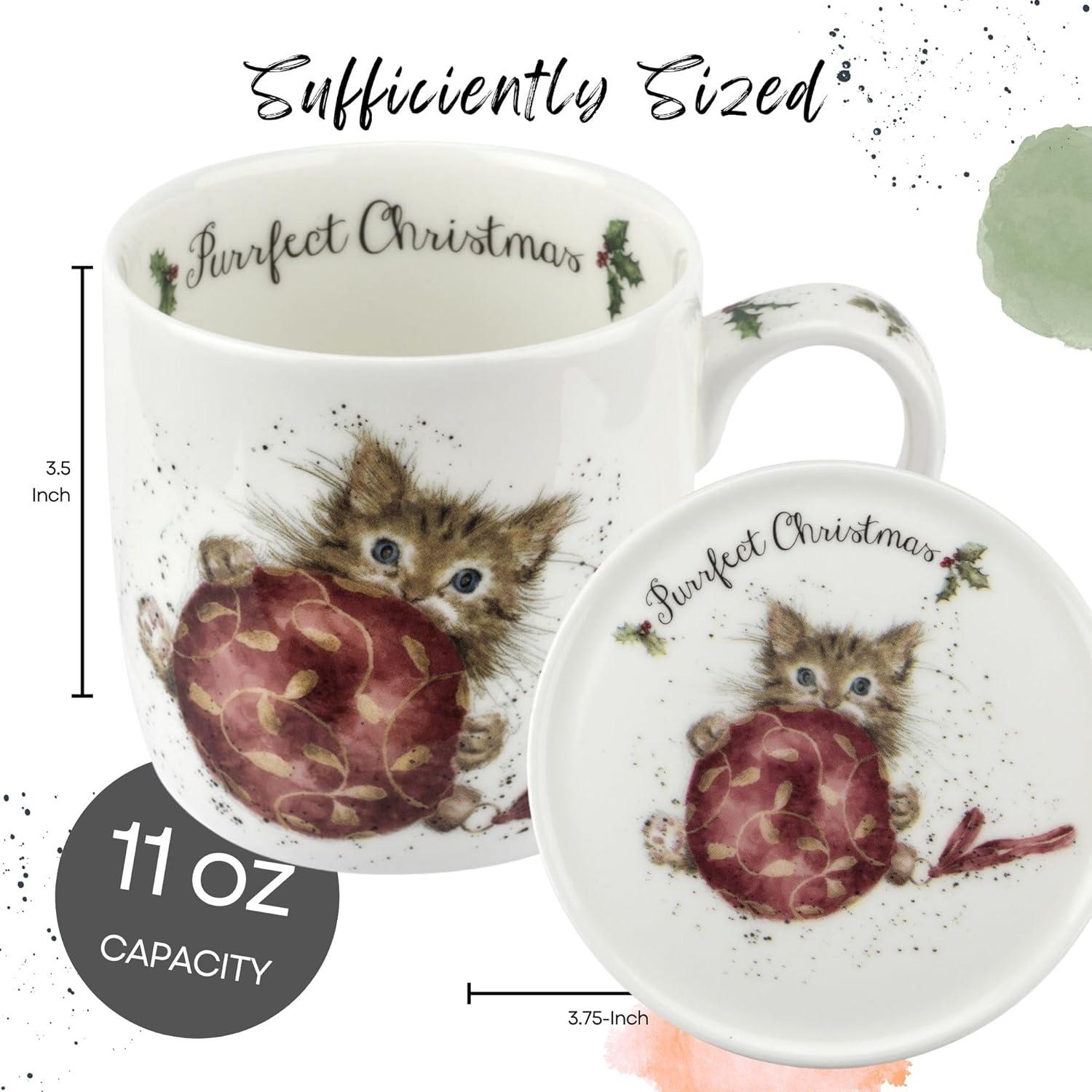 Royal Worcester Rw-Wrendale Designs Mug & Coaster St Purrfect Xmas