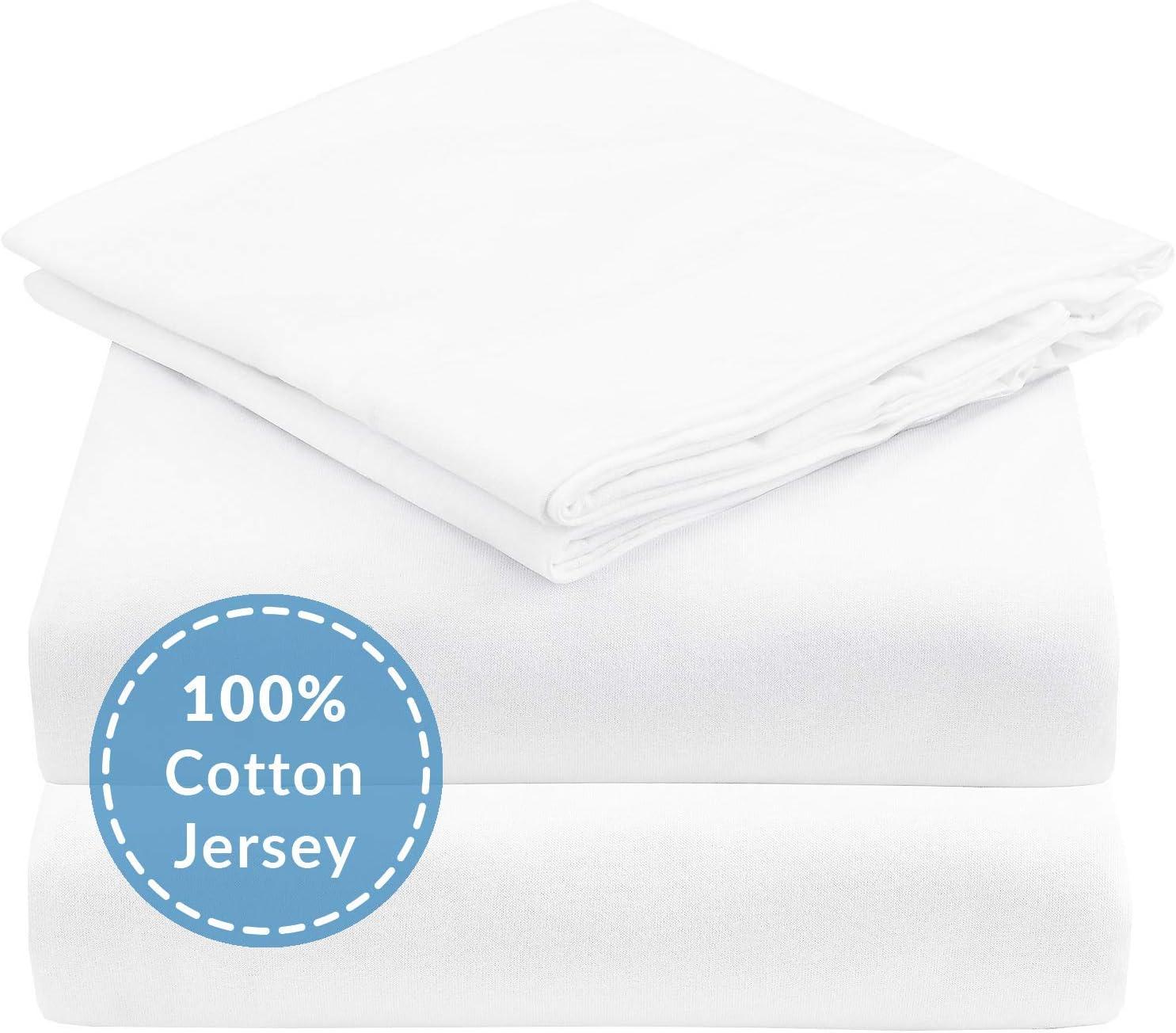 Queen White Organic Cotton Jersey Deep Pocket Sheet Set