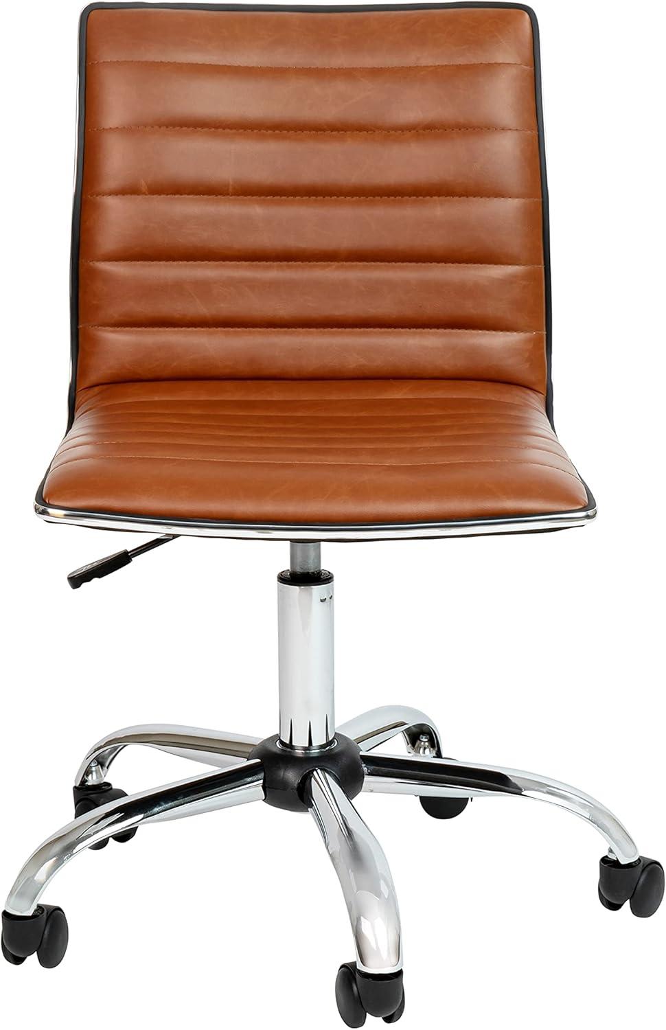 Flash Furniture Merchiston Low-Back Modern Ribbed Upholstered Vinyl Swivel Desk Chair by Flash Furniture