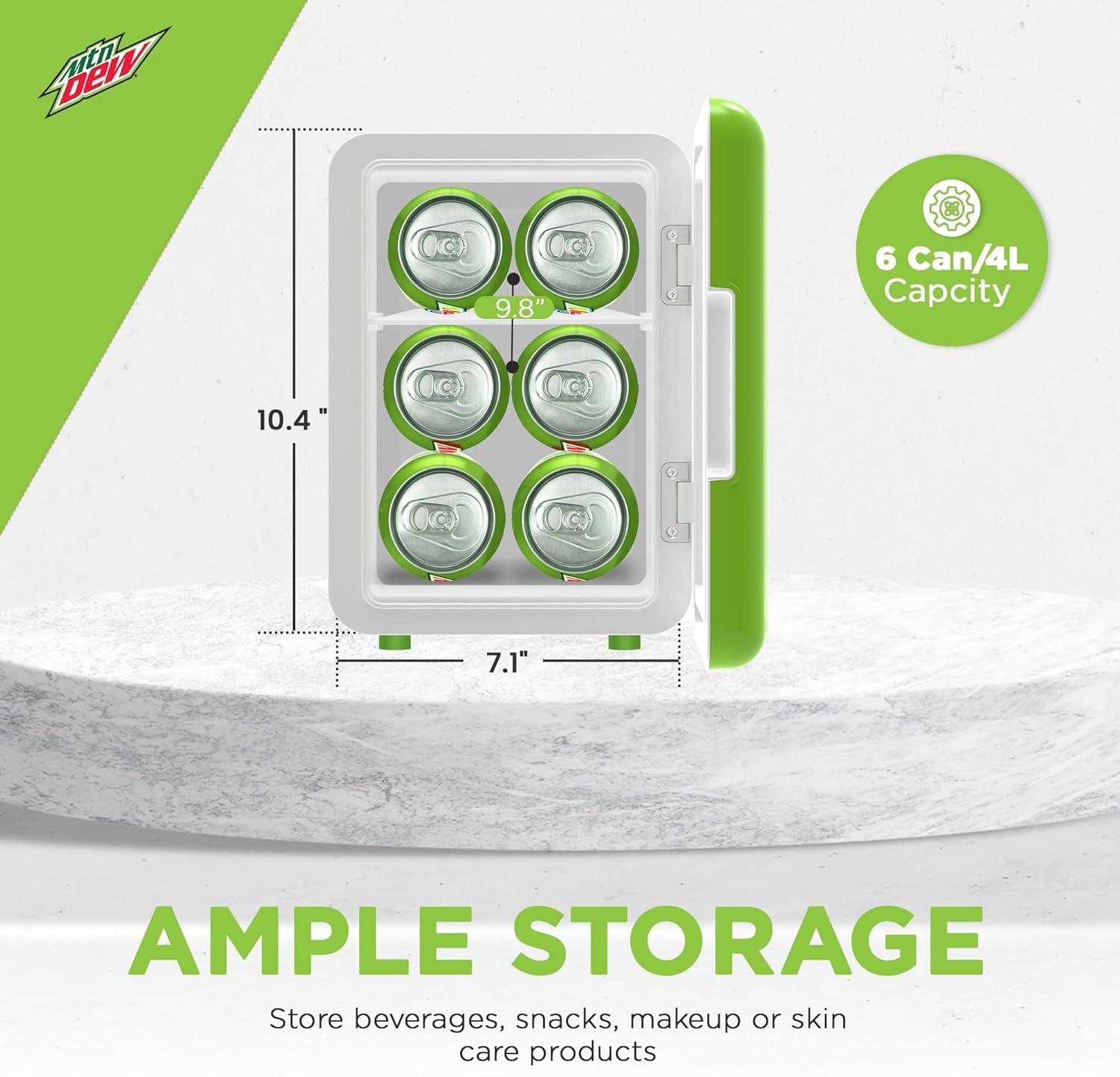 Mountain Dew Green Compact Personal Mini Fridge Cooler