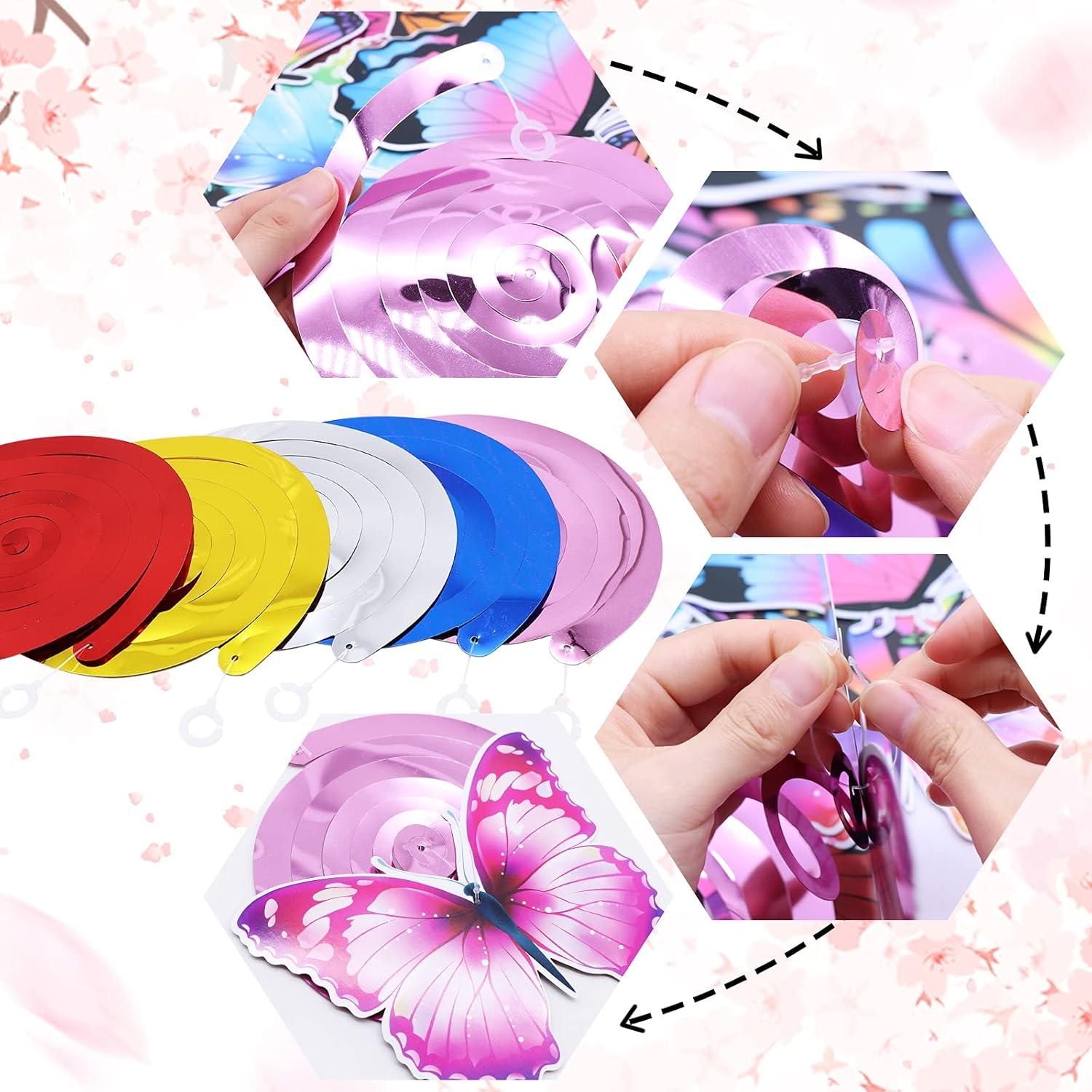 Fumwase 30 Pcs Butterfly Hanging Swirl Decorations Hanging Butterfly Party Decoration for Baby Shower Party Wedding Room Spring Summer Garden Party Wall Decor