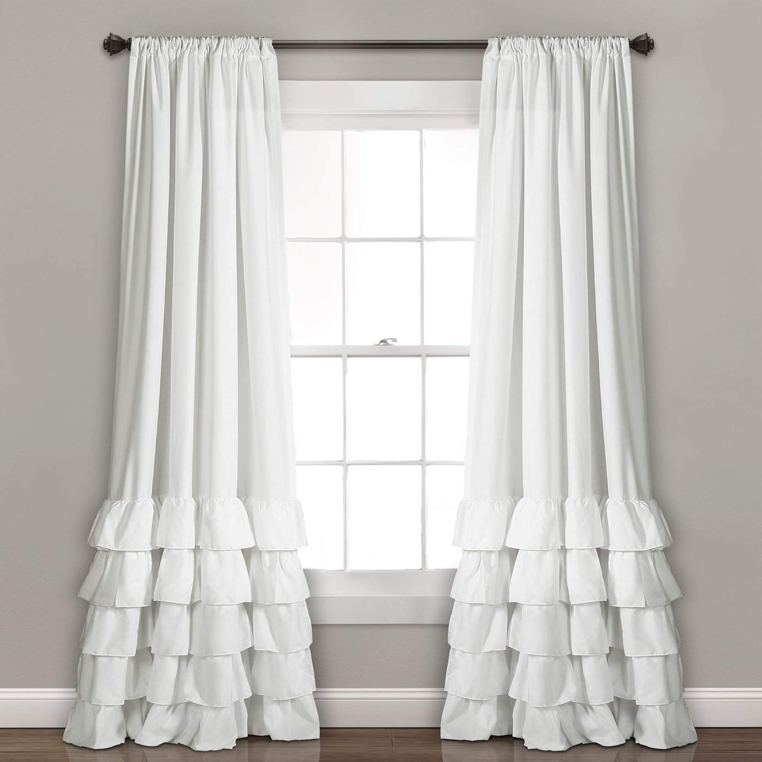 Lush Decor Allison Ruffle Polyester Semi Sheer Curtain Pair (Set of 2)