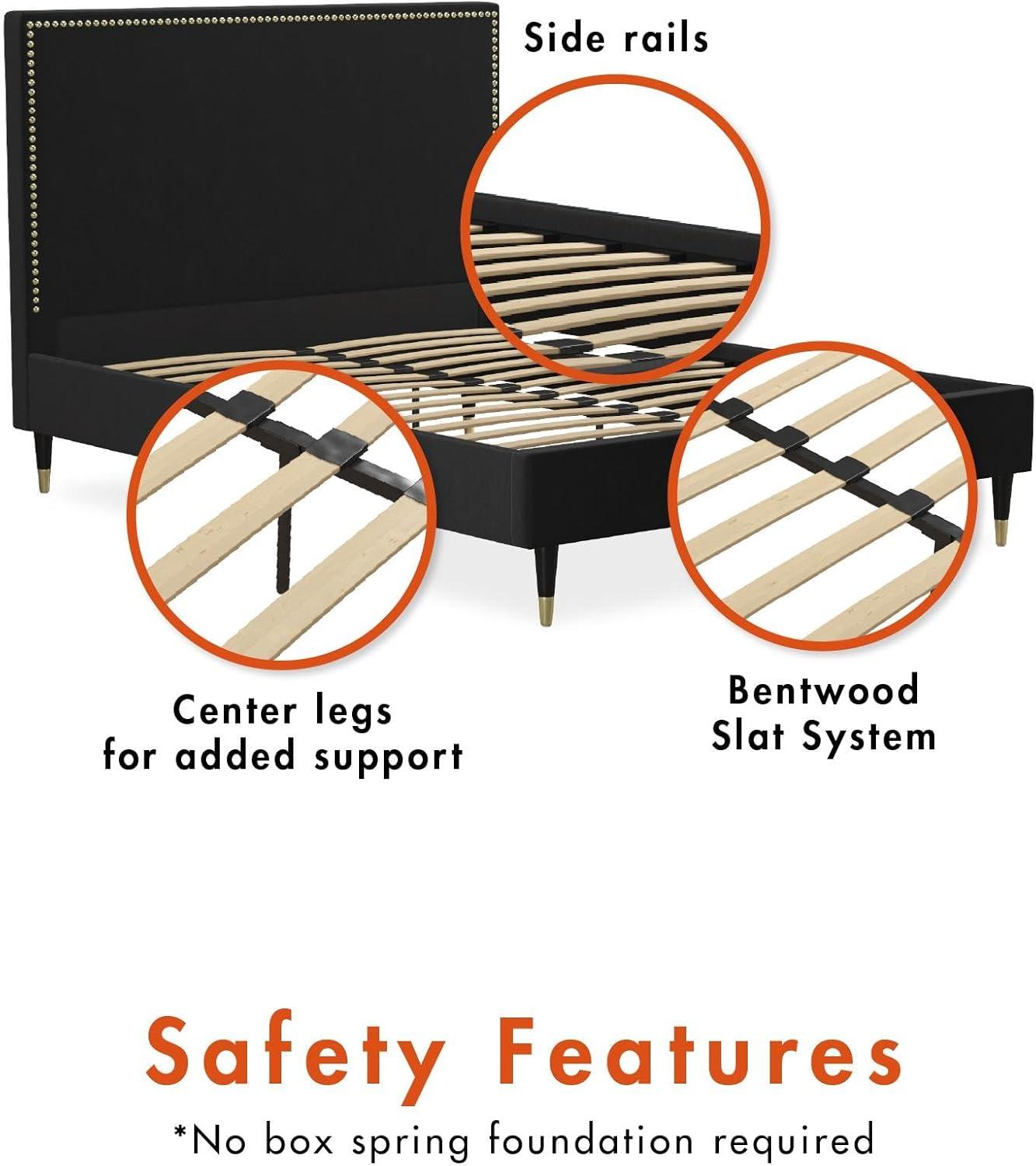Audrey Upholstered Low Profile Platform Bed
