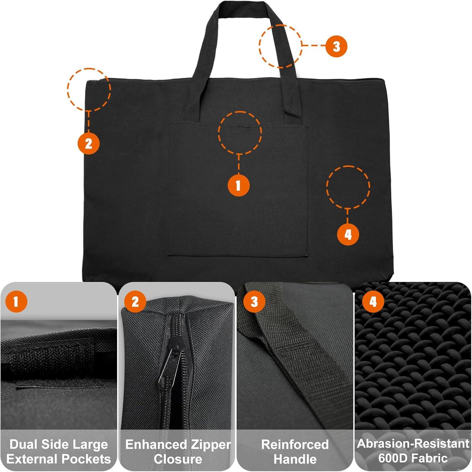 Cupohus Waterproof Art Portfolio Bag 20" x 26" for 18" x 24" Artworks with Outer Pockets and Handle, Student Carrying Storage Bag
