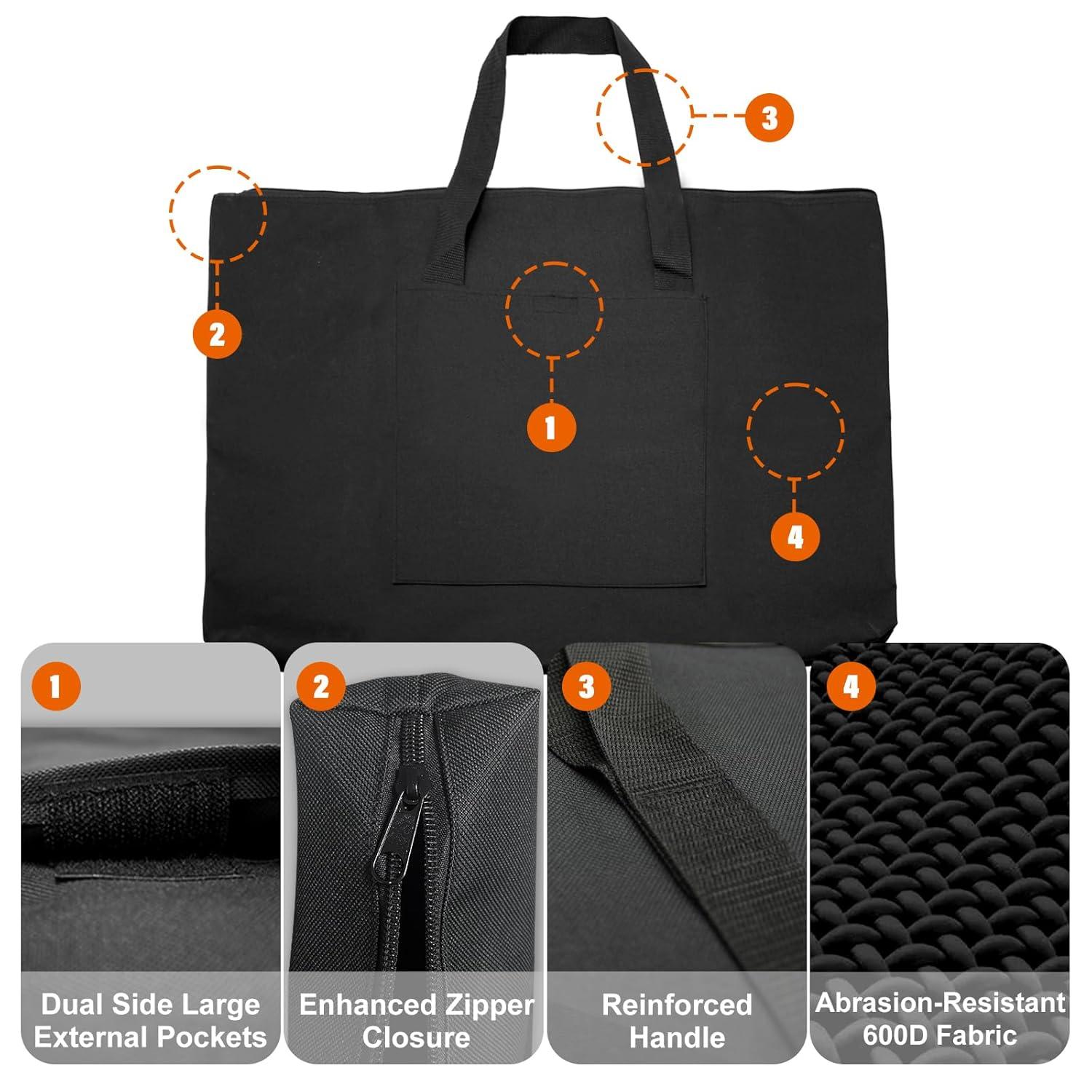 Cupohus Waterproof Art Portfolio Bag 20" x 26" for 18" x 24" Artworks with Outer Pockets and Handle, Student Carrying Storage Bag