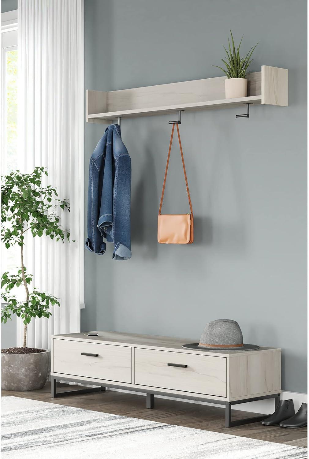 Transitional Black and White Wall Mounted Coat Rack with Shelf