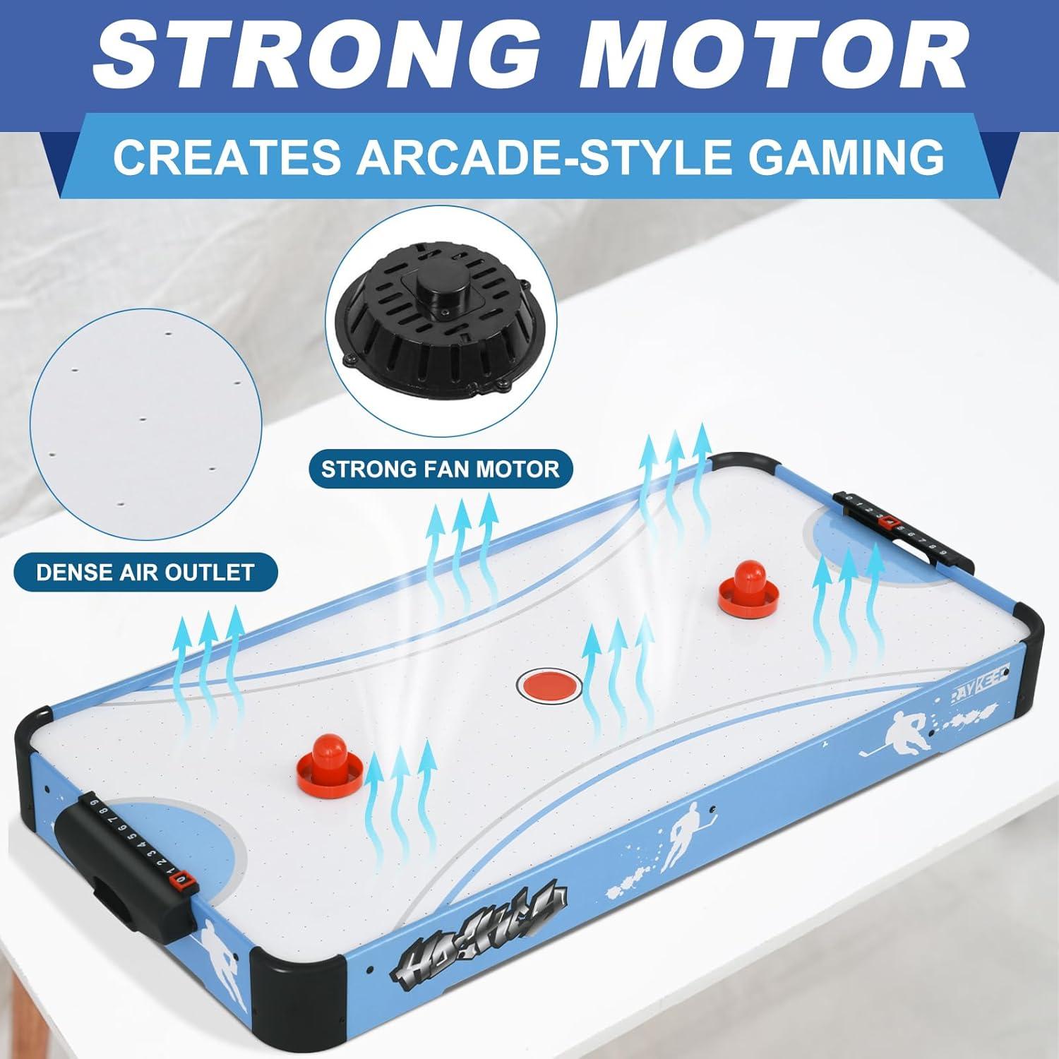 40in Blue Portable Air Hockey Table with Powerful Motor