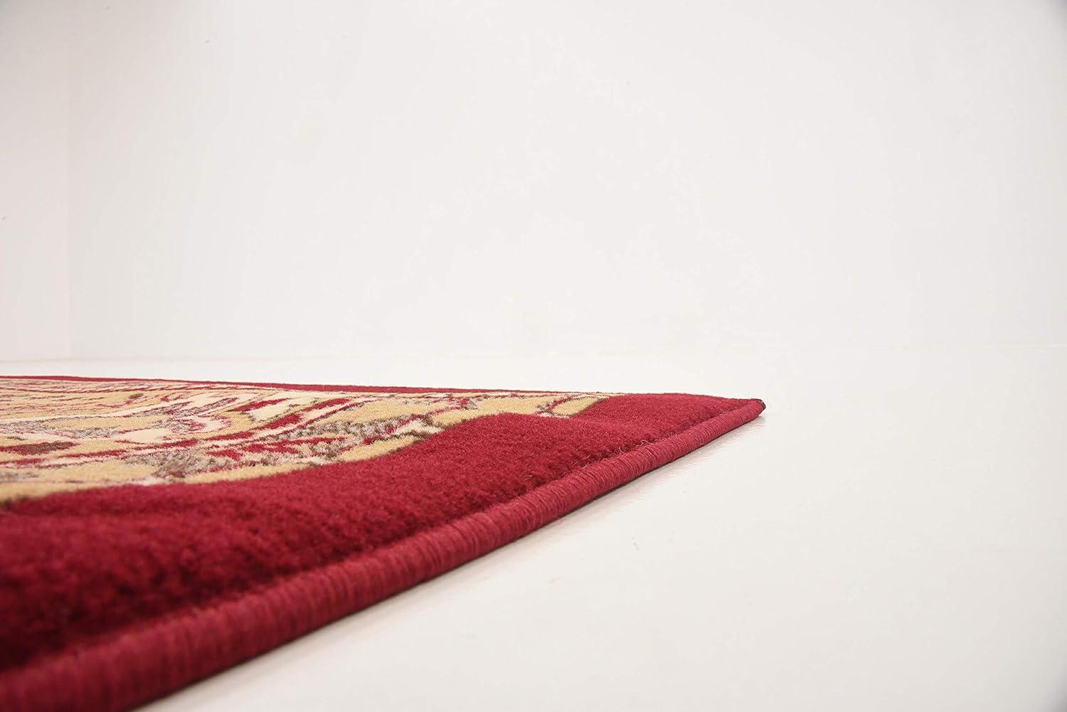Elegant Medallion 9' x 12' Synthetic Area Rug in Red, Black, and Cream
