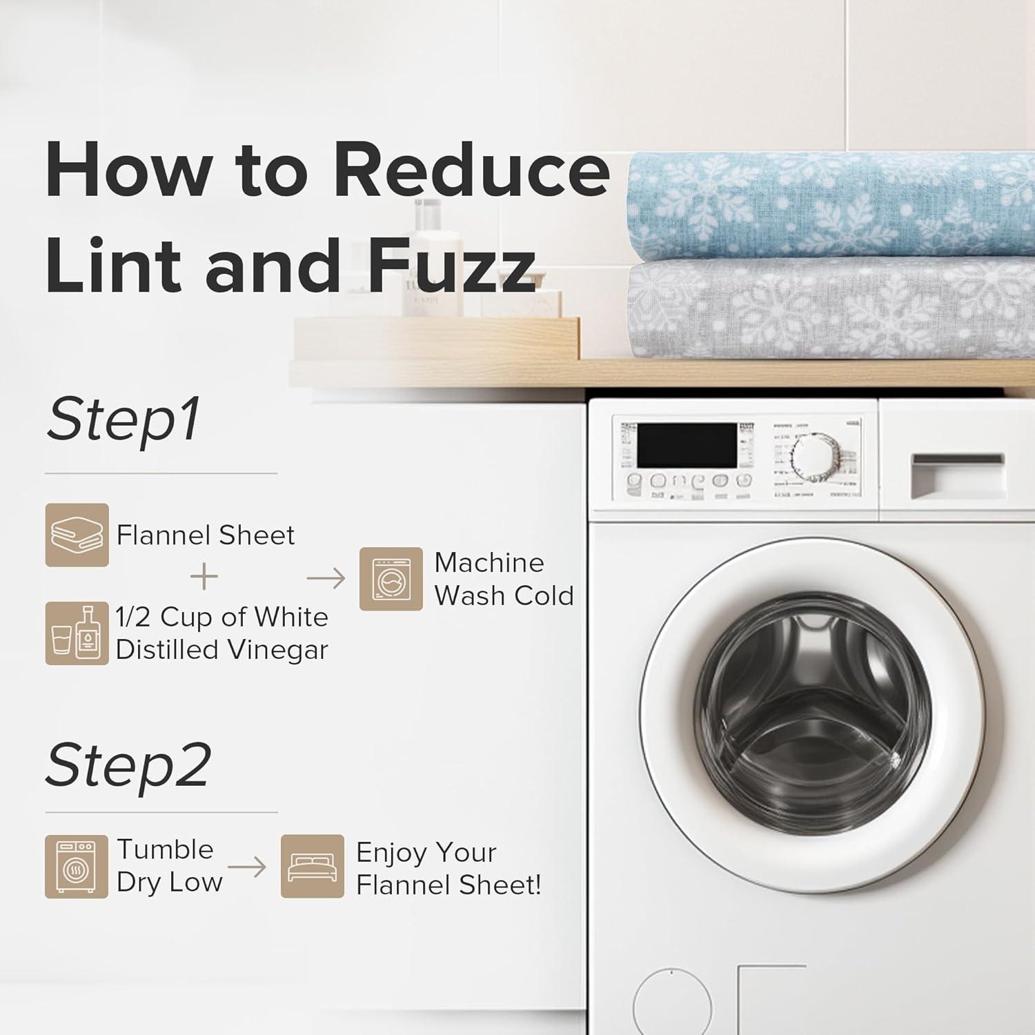 Comfort Spaces Twin Sheet Set, Flannel Bed Sheets Twin, 100% Cotton Bed Sheets Set with Deep Pocket, 3-Piece Snowflakes Blue