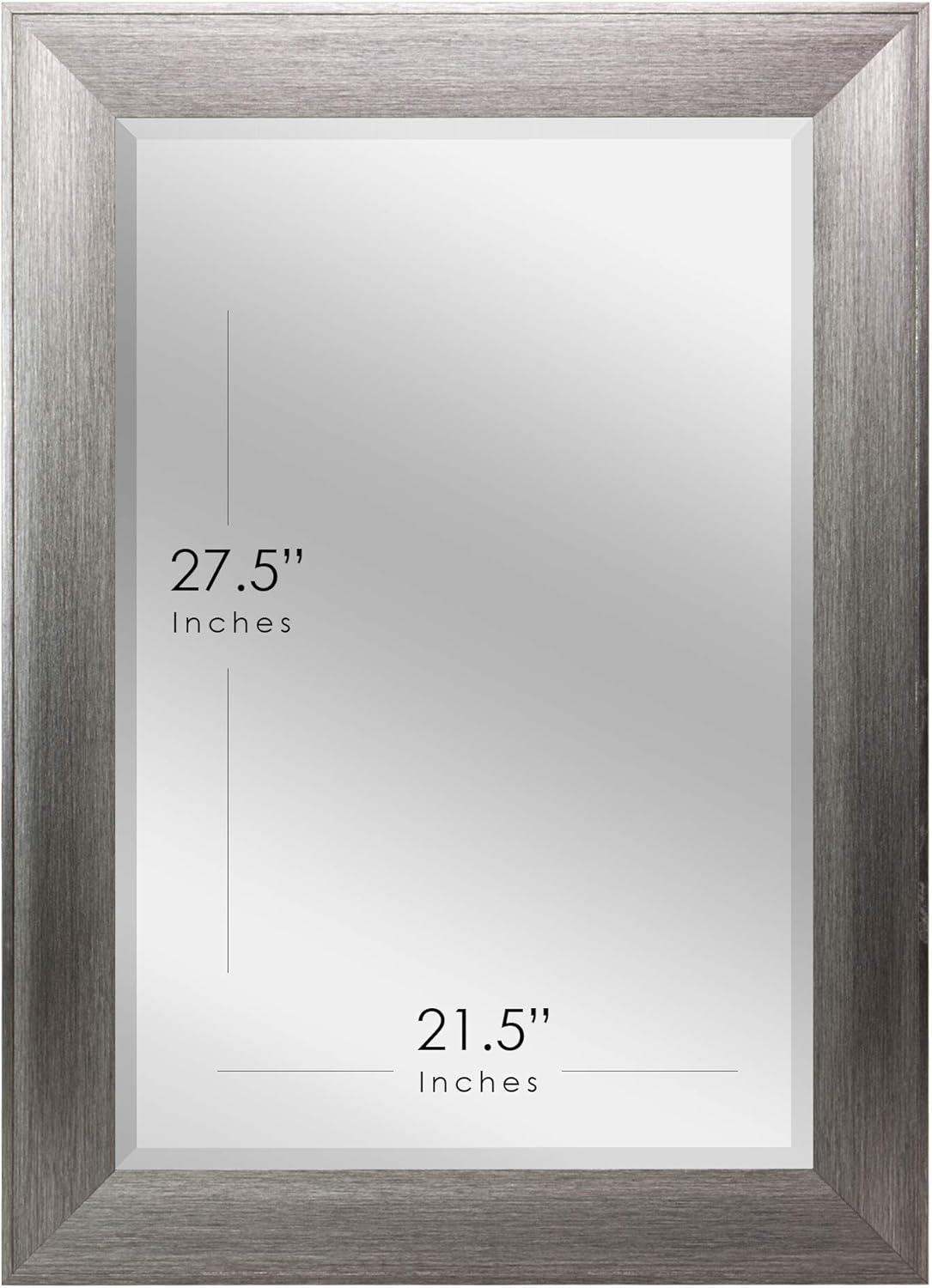 Head West Raised Lip Framed Mirror with Beveled Edge, Metallic Gray - 29.5" x 35.5"