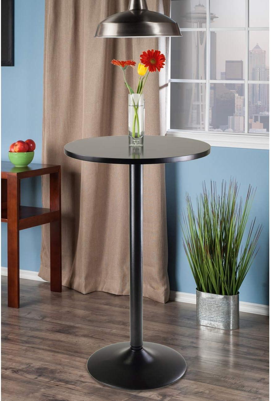 Transitional Black Round Wood Counter Height Pub Table - 23.62"