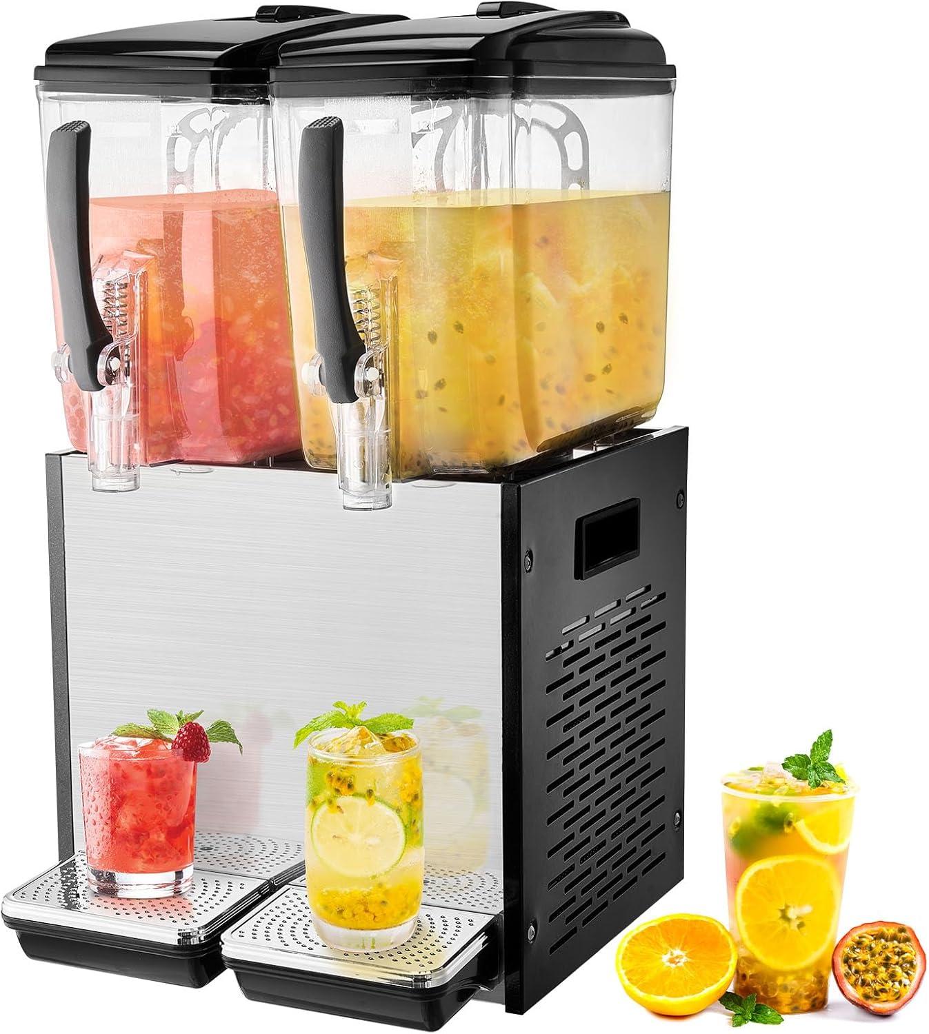 VEVOR Commercial Beverage Dispenser 12L x 2 Tanks Cold Juice Ice Drink Dispenser